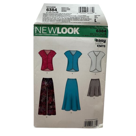 SIMPLICITY New Look Knits Top Skirt Pant Pattern Uncut Size A (XS-XL) #6384 - Picture 2 of 4